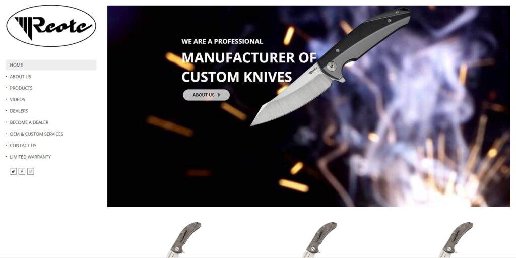 Main page of reate knives