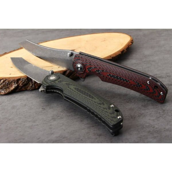 OEM Liner Lock Knife Fused Carbon Fiber + G10 Handle (3.78 Inch 440C Core Clad with 67-Layer Damascus Blade) KKFK00061 - Image 5