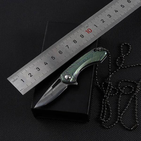 OEM Frame Lock Keychain Knife Titanium Alloy Handle (1.57 Inch Damascus Blade) KKFK00097 - Image 3