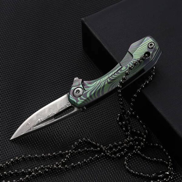 OEM Frame Lock Keychain Knife Titanium Alloy Handle (1.57 Inch Damascus Blade) KKFK00097 - Image 2