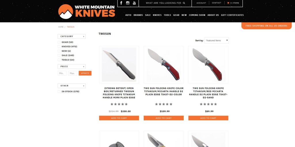 twosun knives sold in white mountain knives