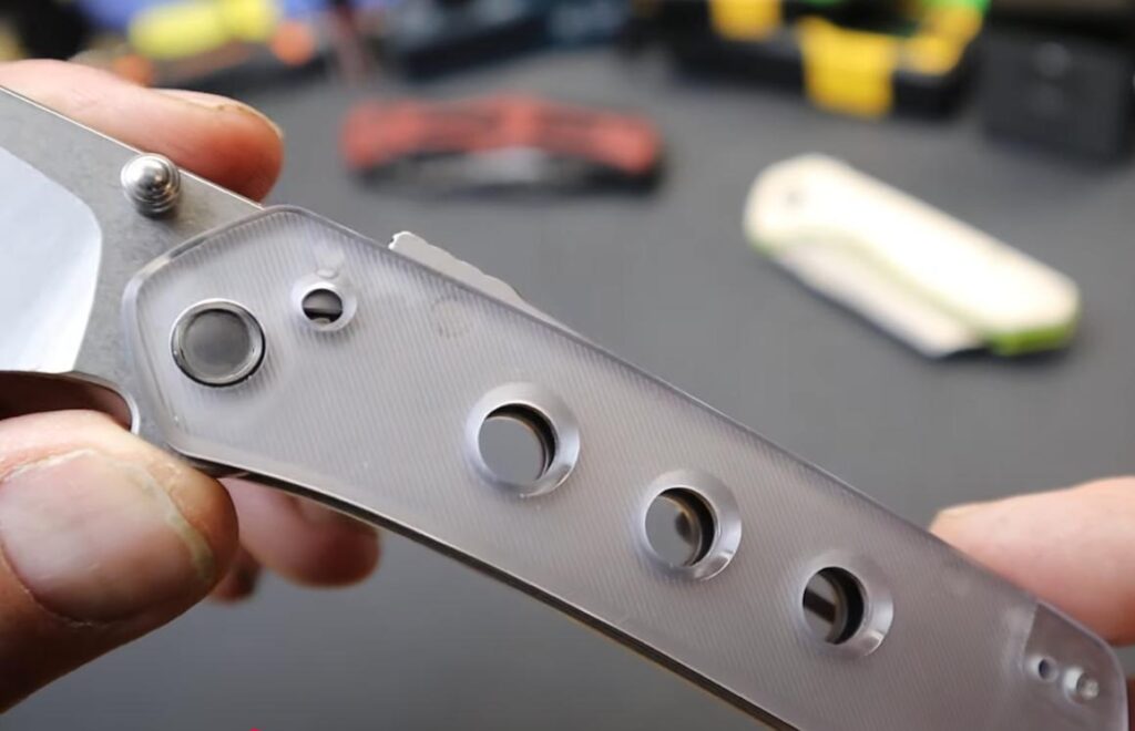 close up of a pocket knife with lexan handle
