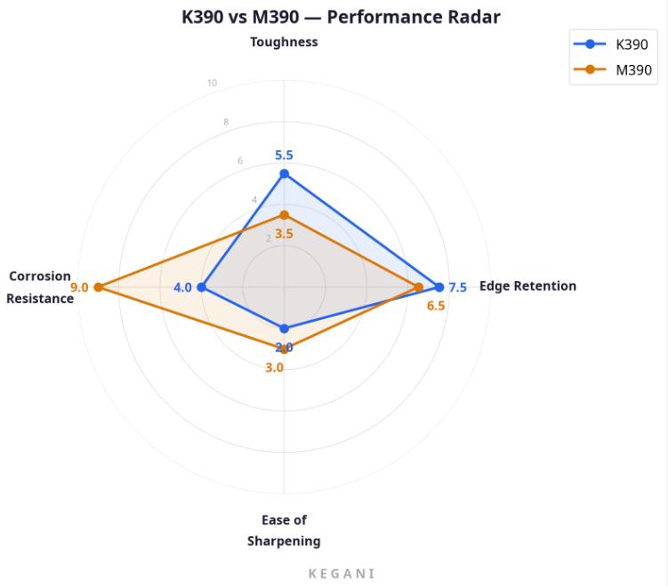 K390 vs M390 Performance radar